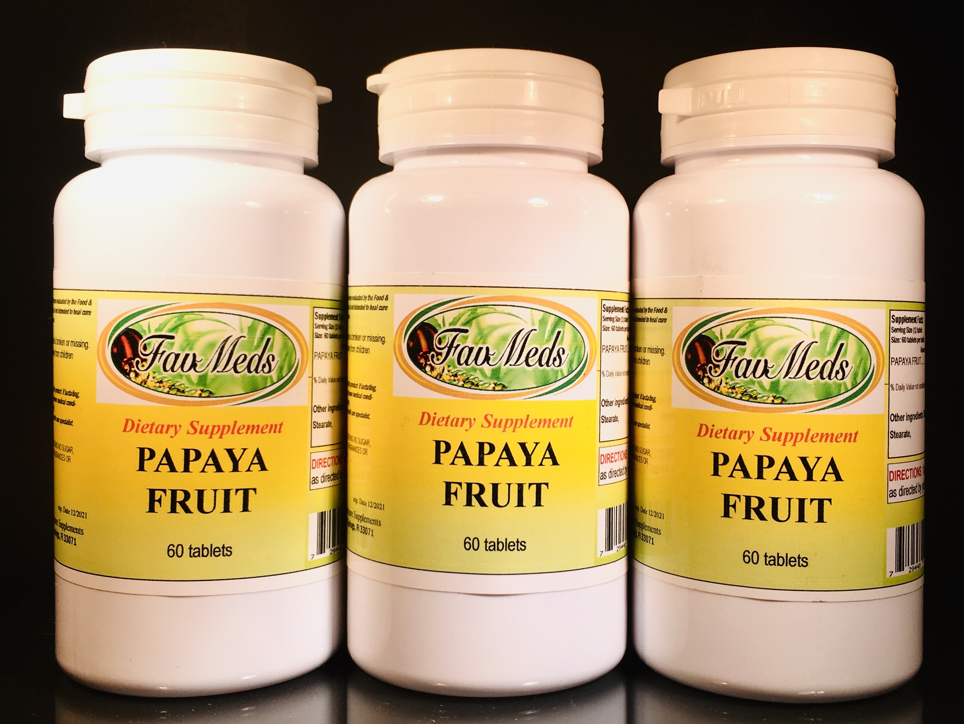 Papaya Fruit Extract 500mg - 180 (3x60) tablets